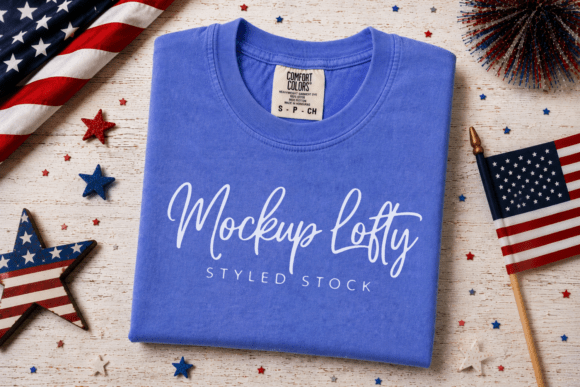 Download C1717 4th of July Folded Flat Lay Mockup - Mockup Collection