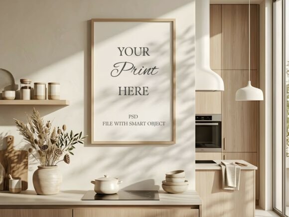 Download Vertical Frame Mockup Modern Kitchen - Mockup Collection