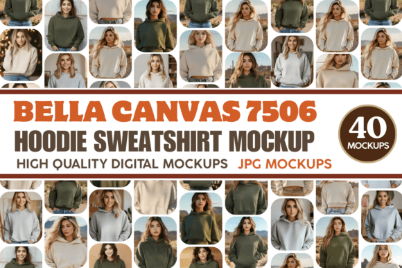Download Bella Canvas 7506 Hoodie Mockup Bundle - Mockup Collection