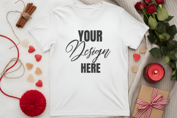 Download Flat Lay Valenitne T-Shirt Mockup - Mockup Collection