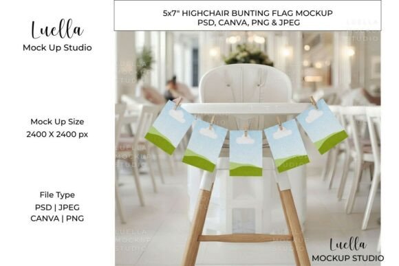 Download High Chair Bunting Flag Mockup Canva PSD - Mockup Collection