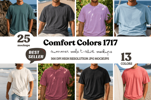 Download Comfort Colors 1717 Summer Male Mockups - Mockup Collection
