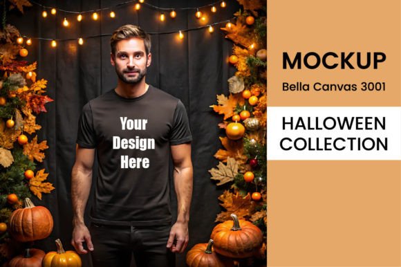 Download Halloween Mens Black T-shirt Mockup PNG - Mockup Collection