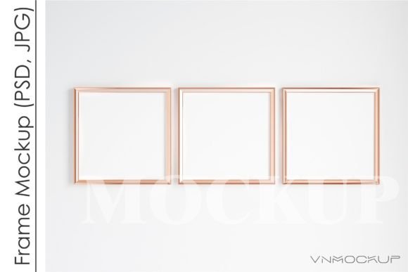 Download Gold Square Frame Mockup, Poster Mockup - Mockup Collection