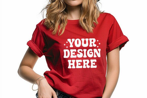 Download Black Friday Women’s TShirt Mockup Red - Mockup Collection