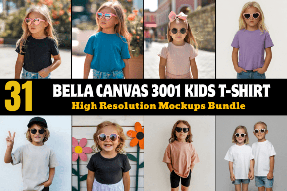 Download Bella Canvas 3001 Kids T-Shirt Mockups - Mockup Collection