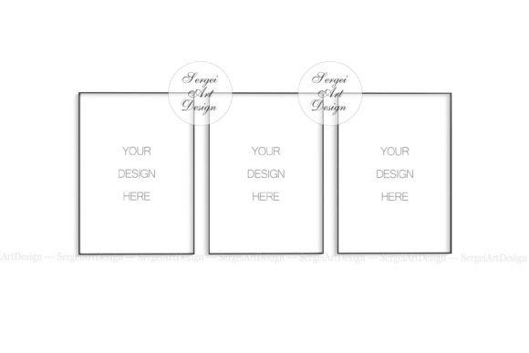 Download A4 A3 A2 Set of 3 Black Frames Mockup - Mockup Collection