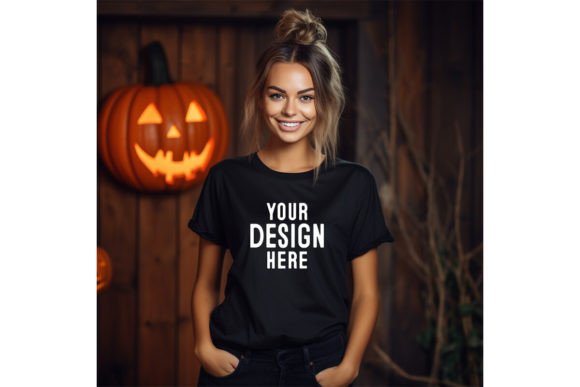 Download Woman Halloween Blank Tshirt Mockup - Mockup Collection