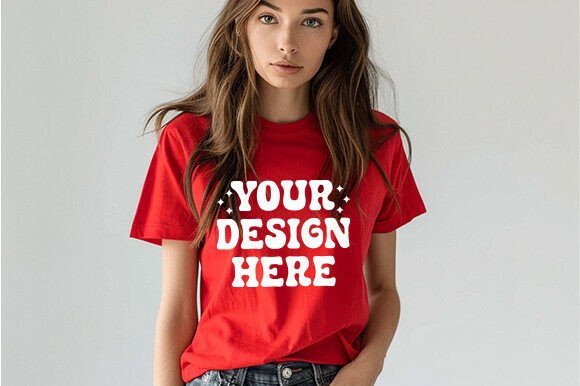 Download Black Friday Women’s TShirt Mockup Red - Mockup Collection