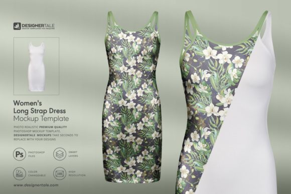 Download Women’s Long Strap Dress Mockup - Mockup Collection