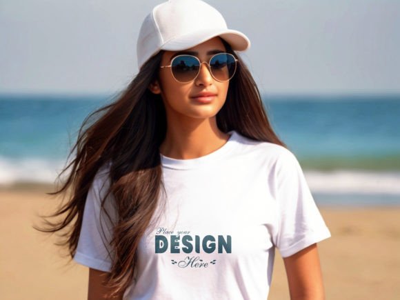 Download Beautiful Girl T-shirt Mockup Template - Mockup Collection
