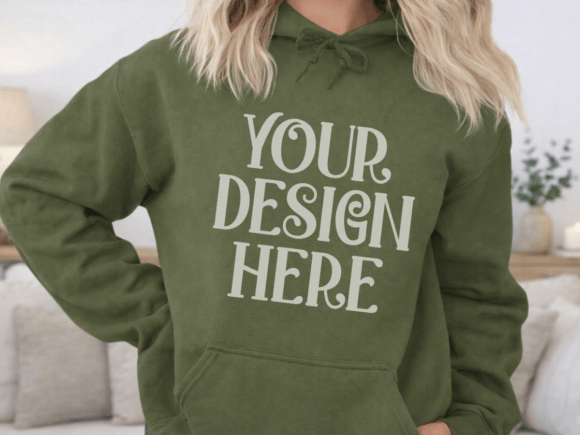 Download Gildan 18500 Military Green Mockup - Mockup Collection