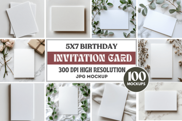 Download 5x7 Birthday Invitation Card Mockups - Mockup Collection